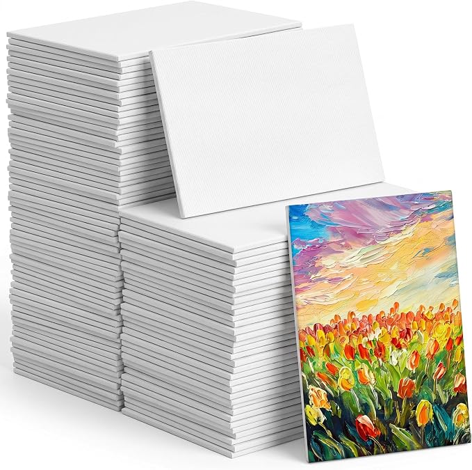 Moinchore 100 Pcs 4 x 6 Inch Mini Painting Canvas Panels Bulk Tiny Art Canvases for Painting Panels Cotton Blank White Small Canvas Acid Free Boards for Watercolor Acrylic Oil Paint