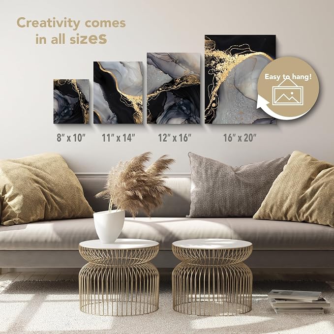 ArtSkills Black Canvas, Stretched Canvases for Painting, Supplies for Artists, 12x16, 2-Pack