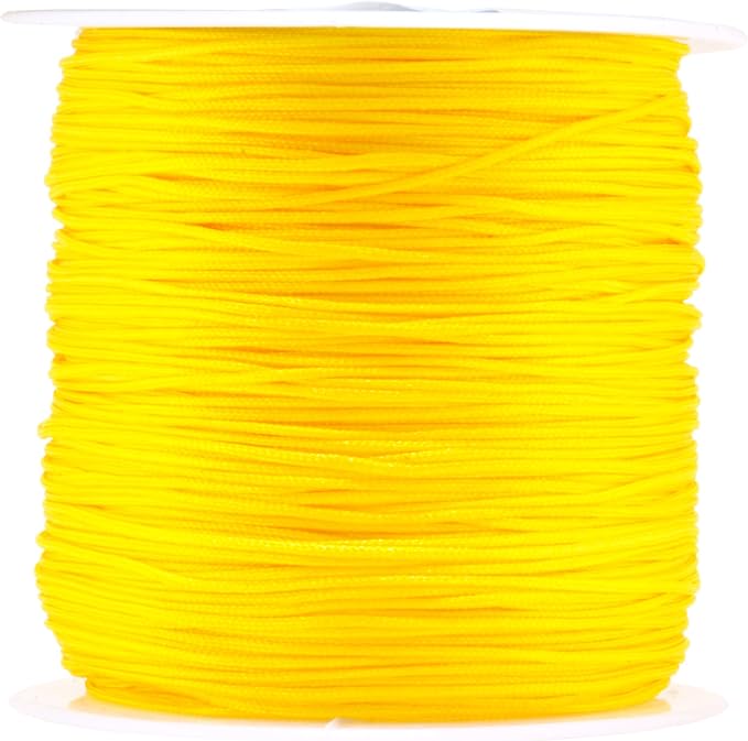 Mandala Crafts 0.8mm Yellow Rattail Nylon Satin Cord for Jewelry Making
