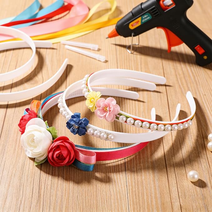 12 Pack 1/2 Inch White No Teeth Smooth Headbands, Girls Plastic Hair Accessories for DIY Crafting Styling