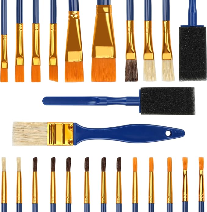 Halobios Painting Brushes, 25 All Purpose Paint Brushes Bulk Painting Brushes for Kids, Craft Paint Brushes for Acrylic Painting Oil Watercolor Gouache