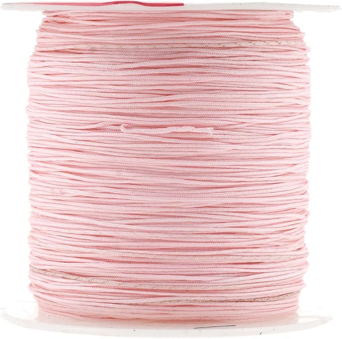 Mandala Crafts 0.5mm Pink Rattail Nylon Satin Cord for Jewelry Making
