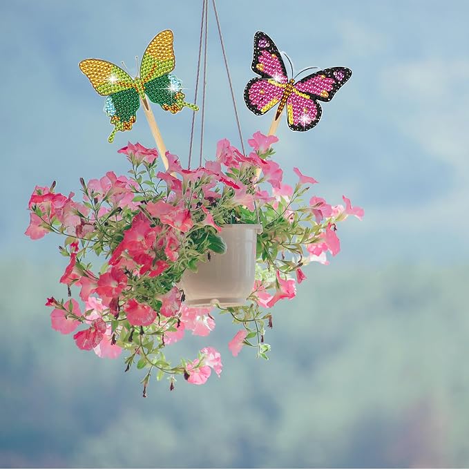 Vcekract 12PCS Butterfly Flower Diamond Art Kits for Adults, Garden Decor