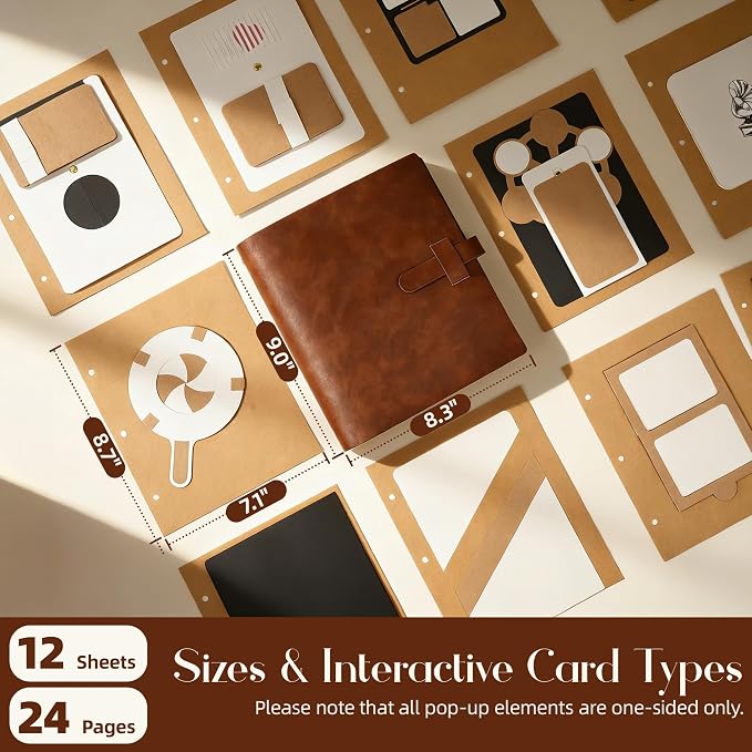 3D Interactive Scrapbook Album, Faux Leather - Dark Brown