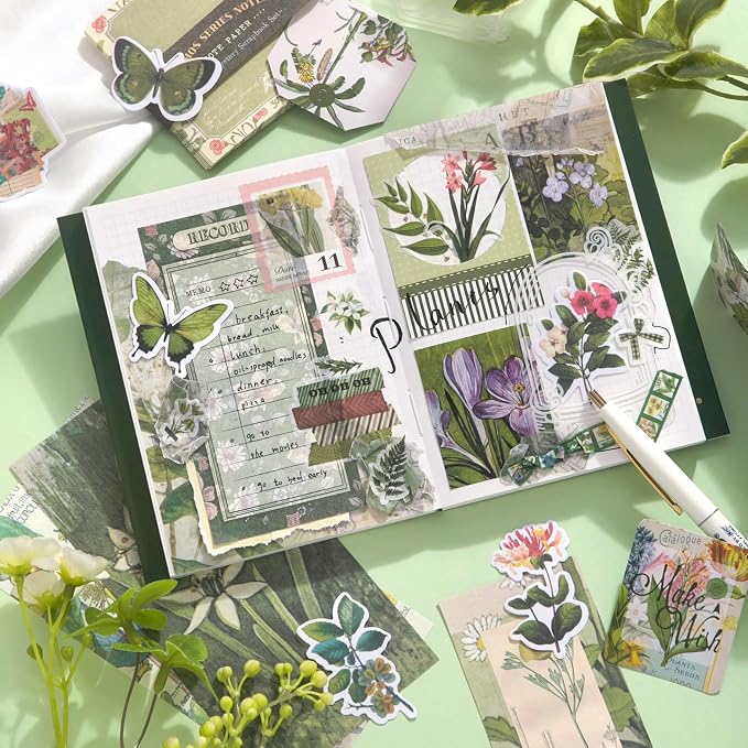 Scrapbooking Supplies Kit, A6 Grid Notebook, Vintage Junk Journaling Kit