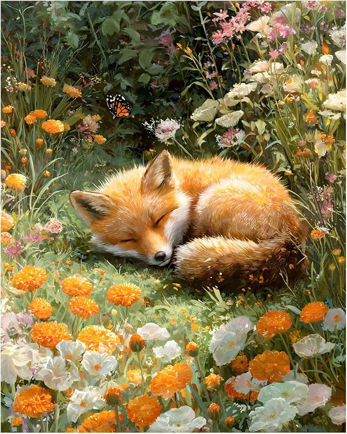 XTCIXAL Paint by Numbers Kit for Adults, Fox, 16X20 Inch | DIY Paint by Number for Adults Beginner, High-Definition Color Canvas, Stress Relief, Home Wall Decor, Gifts, Unframed