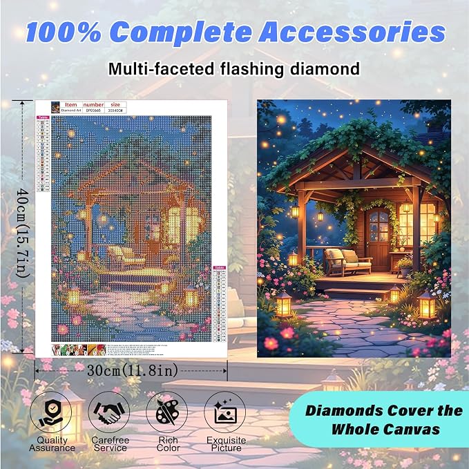 Night Diamond Art Kits for Adults,Warm&Dreamy Diamond painting Wall Decor