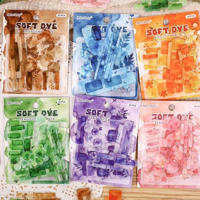 120 Pcs Watercolor Aesthetics Creative Stickers for Scrapbooking