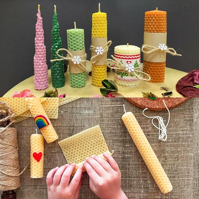 GBACHOOSE 8x8 Inch Beeswax Sheets for Candle Making, 21PCS Beeswax Candle Sheet, 7 Colorful Wax Candle Color Sheets Create Your Own Unique Candles