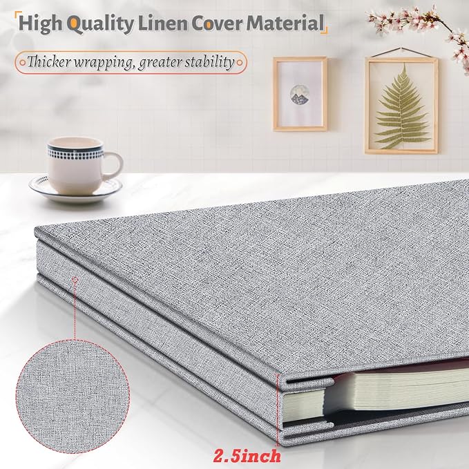 Artfeel Photo Album Self Adhesive Scrapbook,120 Pages Large Photo Book for 4x6,5x7,8x10 Pictures,DIY Album for Baby Wedding Family Travel Birthday,with Metallic Pen and Scraper