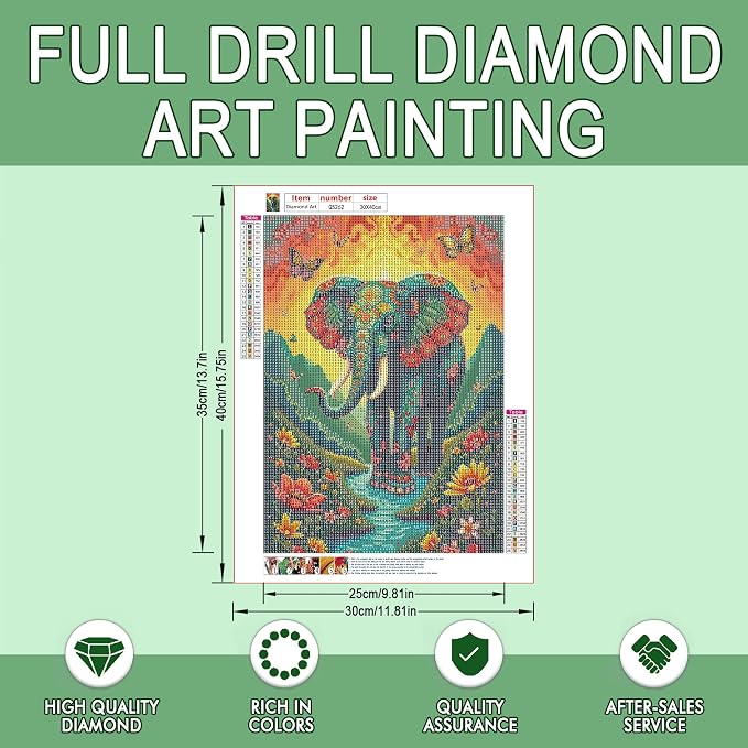 Leatrice 5D Elephant Diamond Painting Kits for Adults 11.8x15.7 Inches