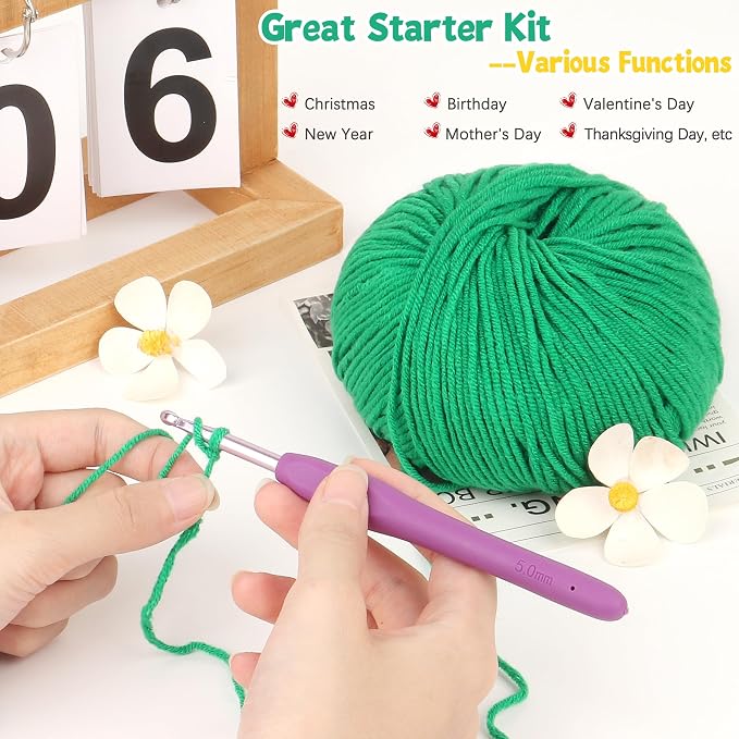 Katech Cotton Acrylic Blend Yarn for Crocheting-Crochet Yarn(Dark Green) | 55% Cotton 45% Acrylic#3 DK (Light)-Super Soft Milk Cotton Yarn-Great Crochet and Knitting Starter Kit for Colorful Craft