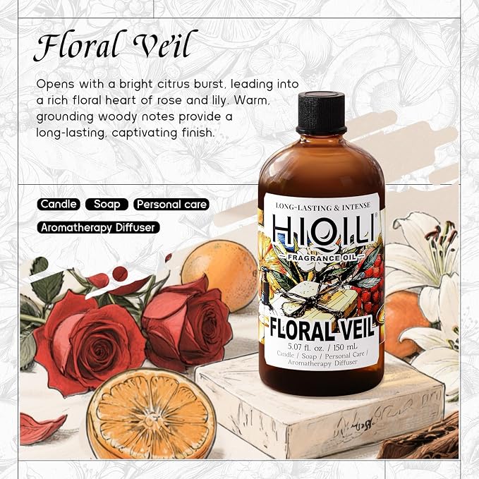 HIQILI Floral Veil Fragrance Oil for Candle, Soap & Diffuser