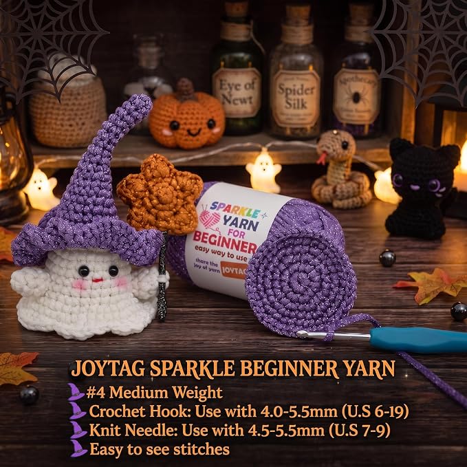 3 Pack Lake Blue Sparkle Yarn for Crocheting and Knitting,Lake Blue Metallic Glitter Crochet Knitting Yarn for Beginners with Easy-to-See Stitches Easy Yarn for Beginners Crochet Kit(3x50g)