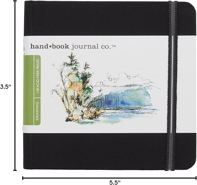 Travelogue Drawing Book, Pocket Landscape 3-1/2 x 5-1/2, Ivory Black Artist Journal