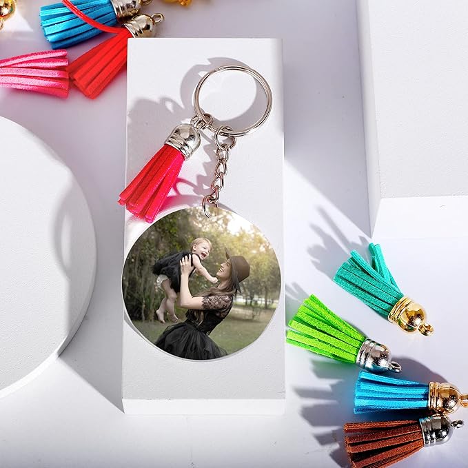 120 pcs Acrylic Keychain Blank Silver Kit | Silver Tassels, Rings & Jump Rings for Craft, DIY Jewelry Making