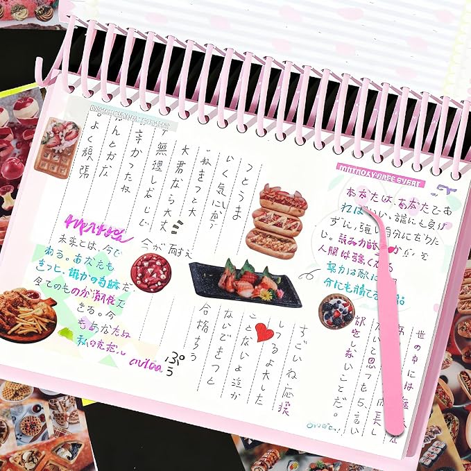 Tmtains 30 Sheets Japanese Manga Style Sticker Book 1440Pcs Heisei Retro Romantic Memory Series Manga Books Style Korean Sticker Aesthetic Japanese Stickers Book for Adults Valentine Gifts (Nice Food)