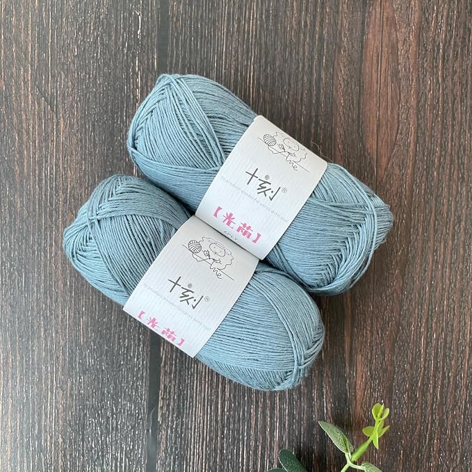 Linen Rayon Lyocell Blend Yarn, Superfine Fingering Weight (1), 150g/5.29oz (3 Strands, 50g/230yds per Strand)- 06 Blue Shadow