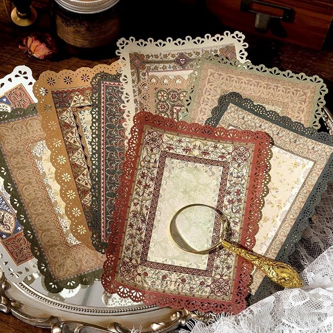 Vintage Lace Edge Scrapbook Paper, 30 Sheets, 3 Pack | 4.9 x 6.9 in Decorative Background Paper | Vintage Ephemera | Junk Journal Supplies | Collage & Paper Crafts