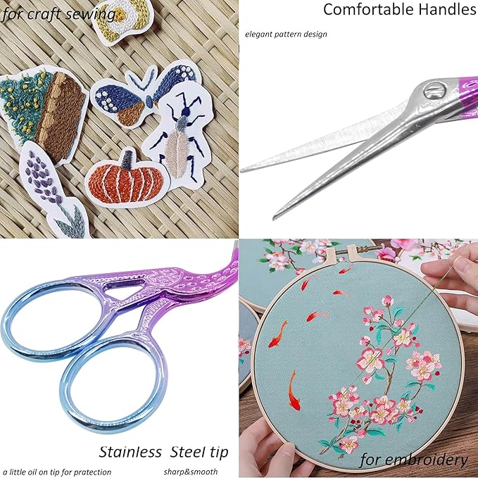 BIHRTC 3.6" Detail Shears Small Stainless Steel Small Embroidery Scissor | 3.6 Inch Compact Design for Thread Cutting,Embroidery, Needlework,Crafting,Jewelry Making,DIY Sewing Handcraft Craft Art Work