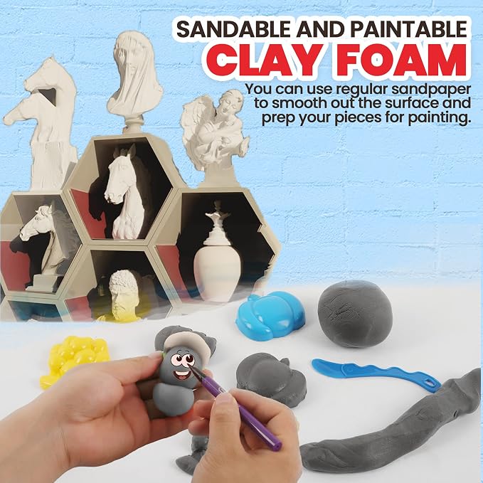 3.3 lbs Moldable Cosplay Foam Clay (Gray) - Air-Dry High Density for Intricate Designs Dries Evenly Within 24-48 Hours Sandable and Paintable