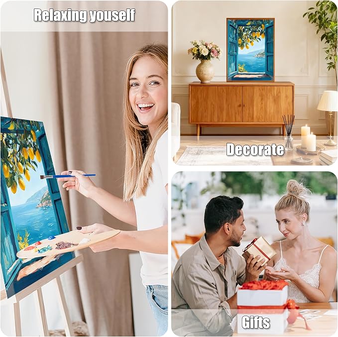 Ausanrl Lemon Framed Paint by Numbers Kit for Adults Wooden Easel 12x16inch | Paint by Numbers Kit for Adults Lemon Theme,Adult Paint by Number Kits on Canvas Framed,Gifts and Home Wall Decor