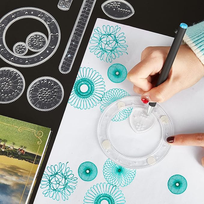 Chivao Spiral Art Kit Circle Stencils Drawing Tool Geometric Ruler,Classic