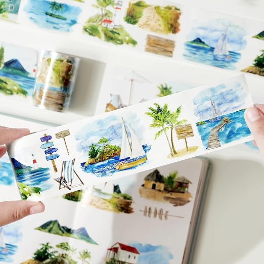 WT Pre-Cut Summer Bliss Japanese Washi Tape for Journaling & Scrapbooking