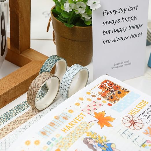 Basic Patterns Washi Tape Set 60 Rolls Geometric Elegance Decorative Skinny Masking Tapes for Arts, DIY Crafts, Journals, Planners, Scrapbook, Wrapping