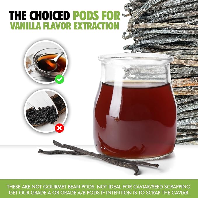 26 Organic Madagascar Vanilla Beans Extract Exclusive Grade B| 4.5" - 5.5" by FITNCLEAN VANILLA| Certified USDA Organic. Bulk Dry Whole Bourbon NON-GMO Pods (Pack of 2)
