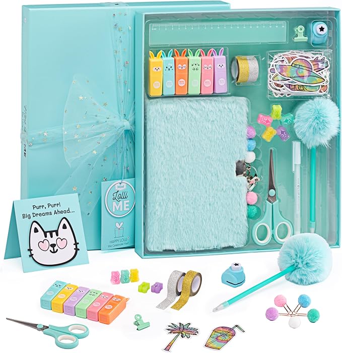 HAPPY LOLLI Mint LolliME DIY Journal Kit for Tween & Teen Girls Ages 8–14, Birthday Gift, 300+ Pieces Lockable Diary Set, Arts & Crafts, Scrapbook & Creative Journaling