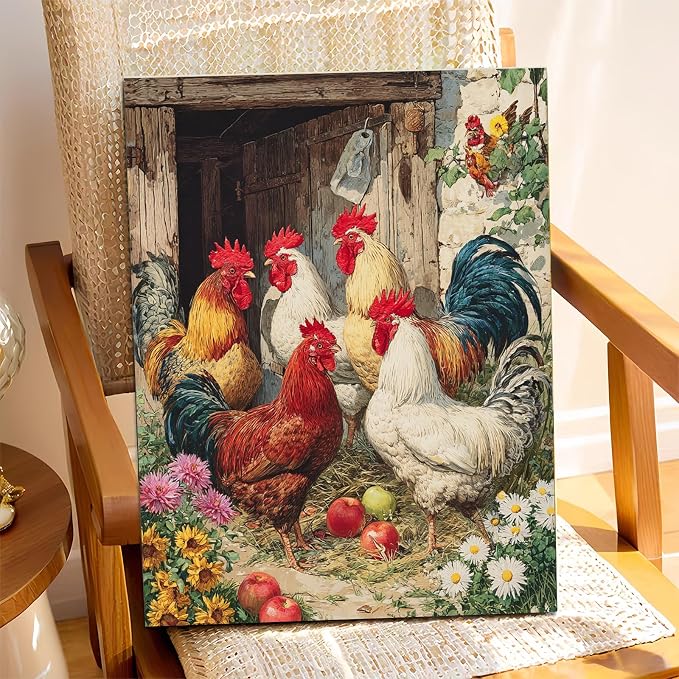 XTCIXAL Paint by Numbers Kit for Adults, Chicken, 16X20 Inch | DIY Paint by Number for Adults Beginner, High-Definition Color Canvas, Stress Relief, Home Wall Decor, Gifts, Unframed
