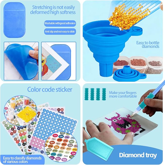 DNSGOOR 186Pcs Diamond Art Accessories Kit with A4 LED Light Pad