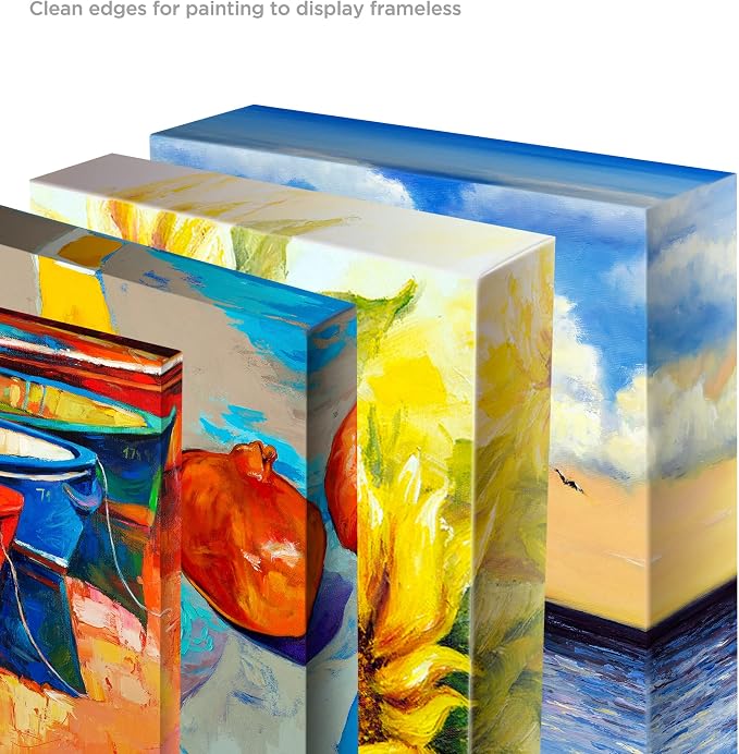 The Edge All Media Cotton Deluxe Stretched Canvas - 1-1/2" Deep Canvas for Acrylics, Oils, Watercolor, Pastels, Charcoal, & More! - [9 Pack - 10x15]