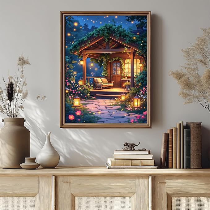 Night Diamond Art Kits for Adults,Warm&Dreamy Diamond painting Wall Decor