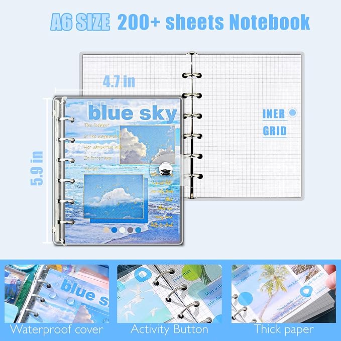 Scrapbooking Supplies Kit, A6 Grid Notebook, Vintage Junk Journaling Kit