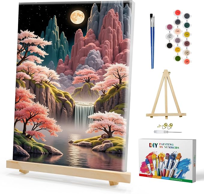 SmartEZ Framed Paint by Numbers Kit for Adults, Landscape Paint by Numbers | Adult Paint by Number Kits with Frame for Gift, Home Wall Decor, 7.87x11.81 Inch