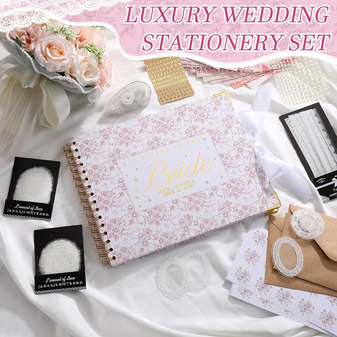 Humyoun Letters to Bride Scrapbook,10.5 X 8.25 Inch,Floral,Pink