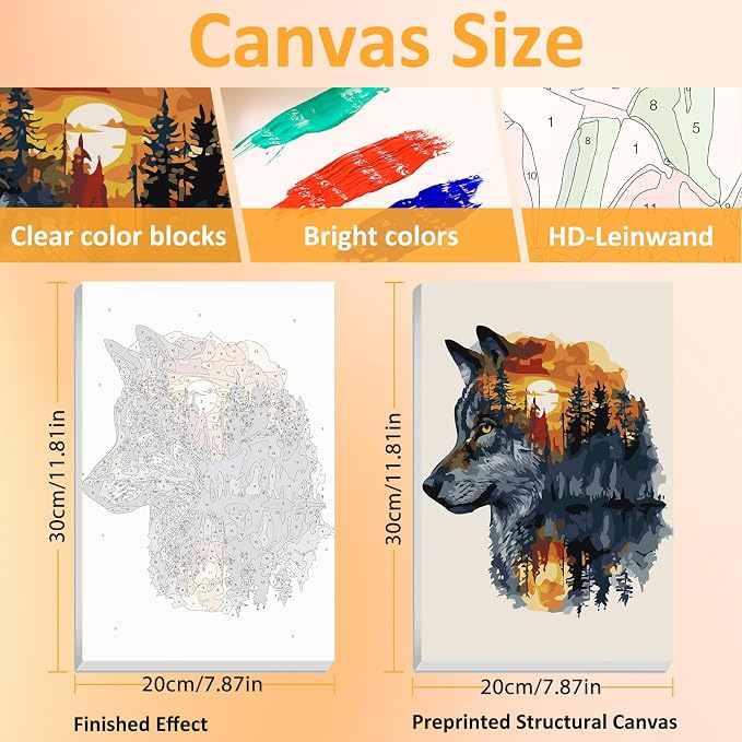 Mandun Animal Paint by Numbers Kit for Adults, 3 Pack, 7.8x11.8 inch | DIY Painting Kits Crafts for Adults, Relieve Stress, Frame Canvas, Wooden Easel, Gift Box, Home Wall Decor