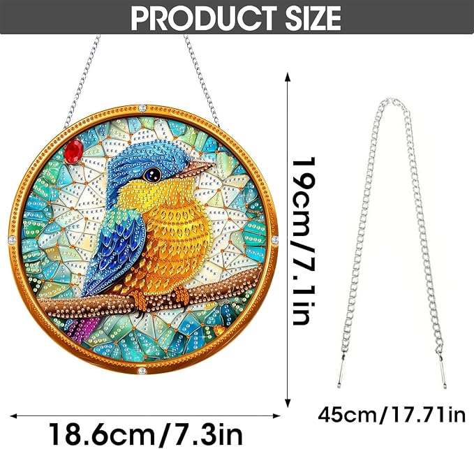 SKRYUIE Bird Hanging Pearl Diamond Art Kits for Adults Suncatcher A17 | Special Shaped Crystal DIY Hanging Diamond Painting Kit, Gift for Mother Spring Summer Window Wreath Decor 7.48 x 7.32 Inch
