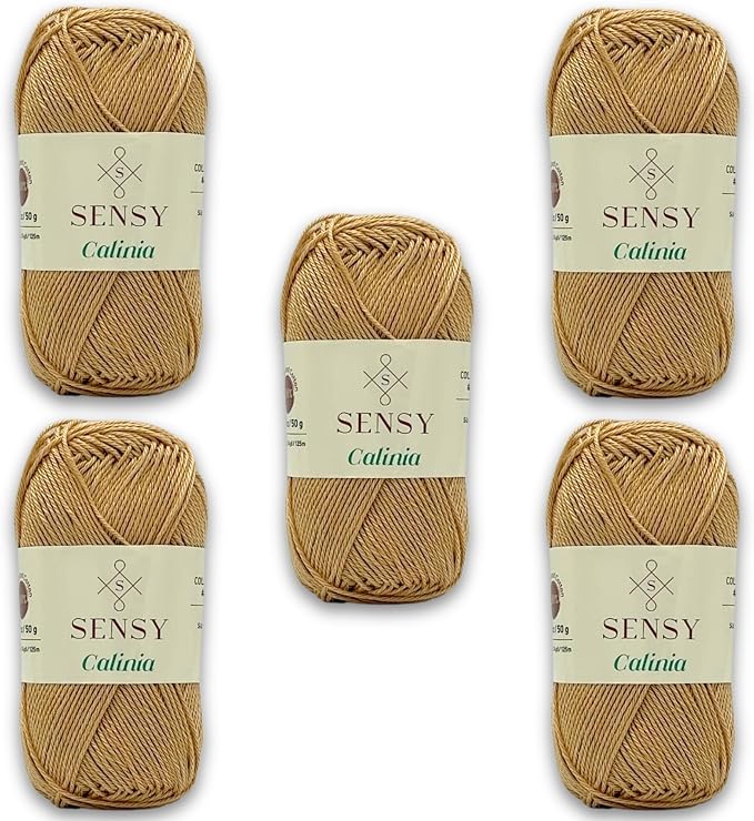S Sensy Calinia-Mercerized Giza Cotton #2 Fine Yarn 5 Pack Latte 131 Yards