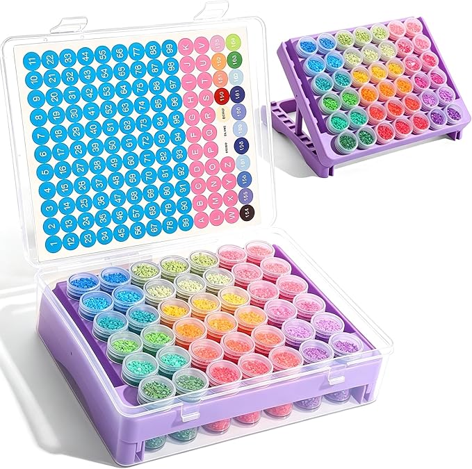 QTFOUND Diamond Art Painting Dot Storage Bottle with Bracket Purple