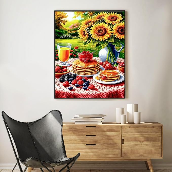 Paint by Numbers Kit for Adults, Sunflower & Pancake Breakfast, 16x20 Inch