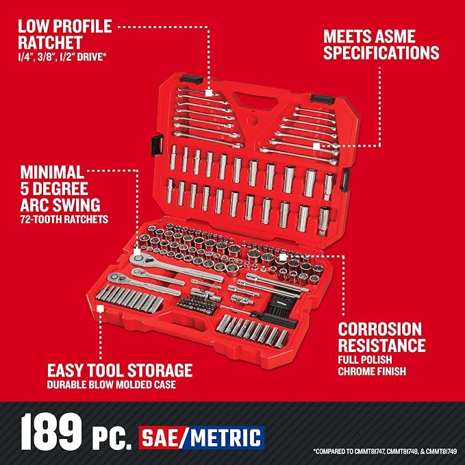 CRAFTSMAN Mechanics Tool Set, SAE/Metric, 189-Piece (CMMT12034)