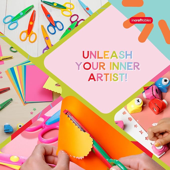 Craft Scissors Set – 26 Pcs, Paper Hole Punch & Decorative Cutting Edges