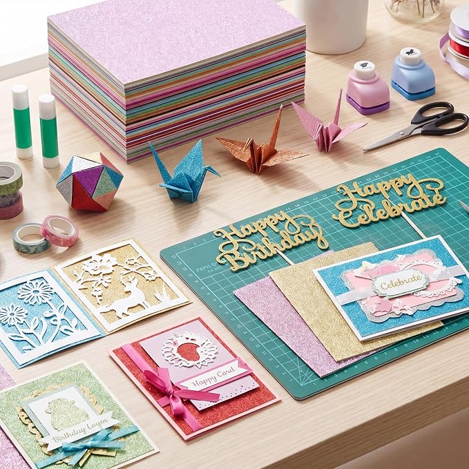 54 Sheets Glitter Cardstock A5, 27 Colors, 230Gsm