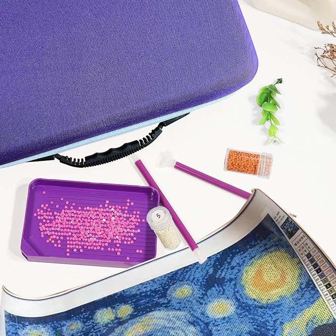 120 Slot Diamond Painting Storage Containers | Purple 120-slot storage box with tools & accessories for diamond art