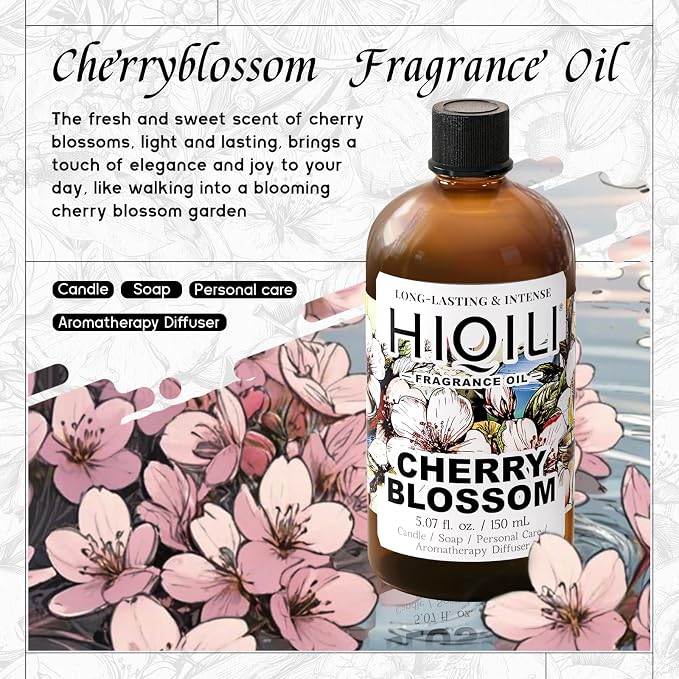 HIQILI Cherry Blossom Fragrance Oil, Floral Perfume Oil - 5.07 Fl Oz