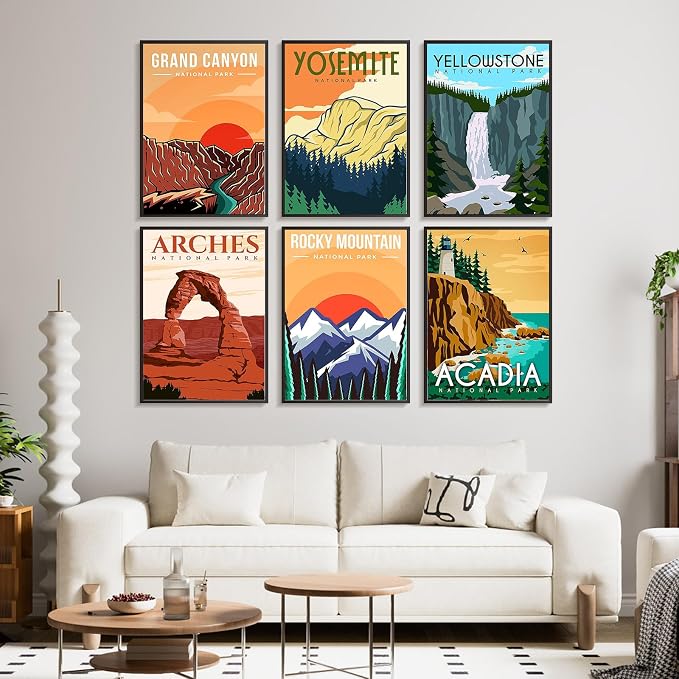 Offito 6 Pack Paint by Numbers Kit for Adults, National Park, 10x14 Inch | Acrylic Number Painting Set, DIY Canvas Art Craft Kit, Beginner Friendly, Home Wall Decor, Stress Relief Relaxing Hobby Gift