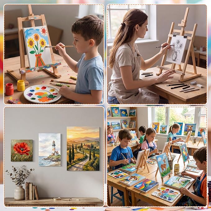 Moinchore 100 Pcs Mini Canvases for Painting 2'' x 2'', 4'' x 6'', 5'' x 7'' Small Canvas Panels in Bulk Art Painting Canvases Cotton Blank White Canvas Acid Free Boards for Watercolor Acrylic Oil